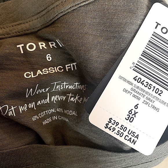 TORRID‎ 6X Granite-Grey Cotton Modal CrewNeck Lightweight Flutter Sleeve… - Picture 7 of 7